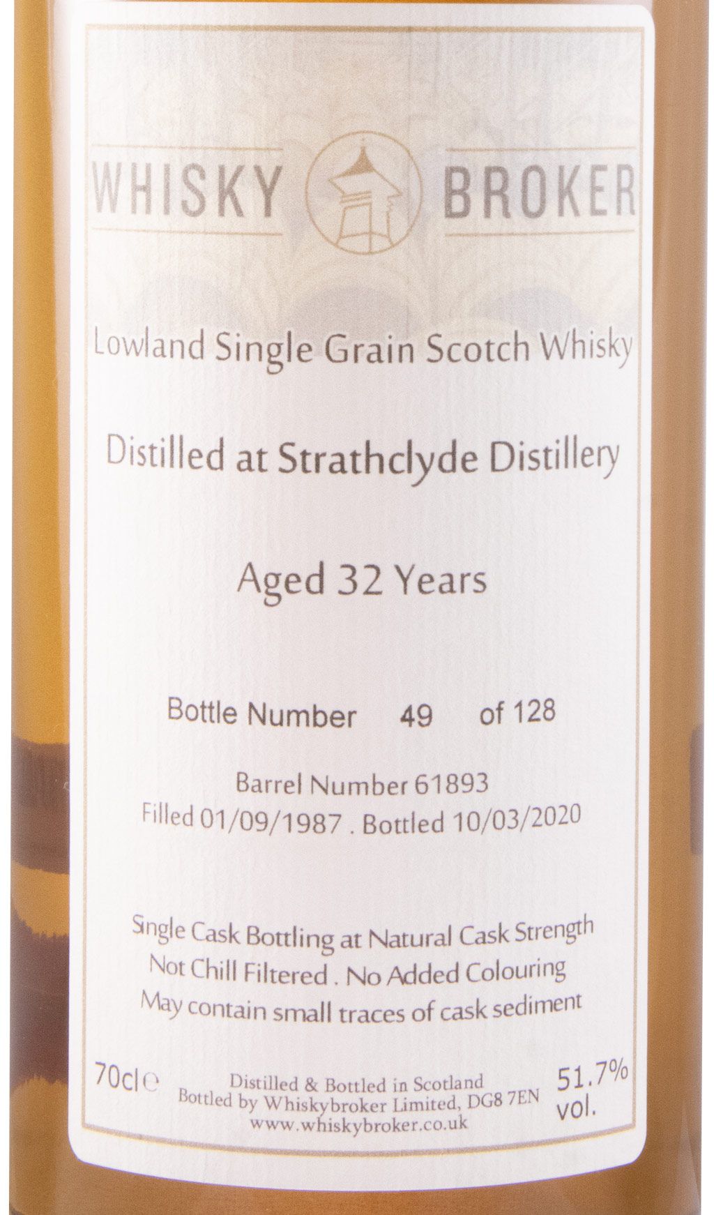 1987 Whisky Broker Strathclyde 32 anos (engarrafado em 2020)