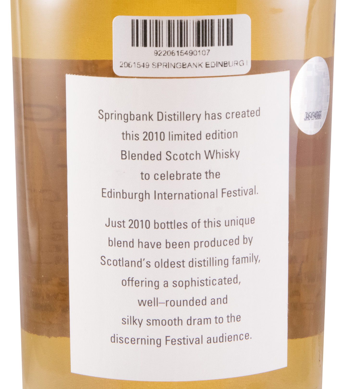Springbank Edinburg Festival 2010 Edição Limitada