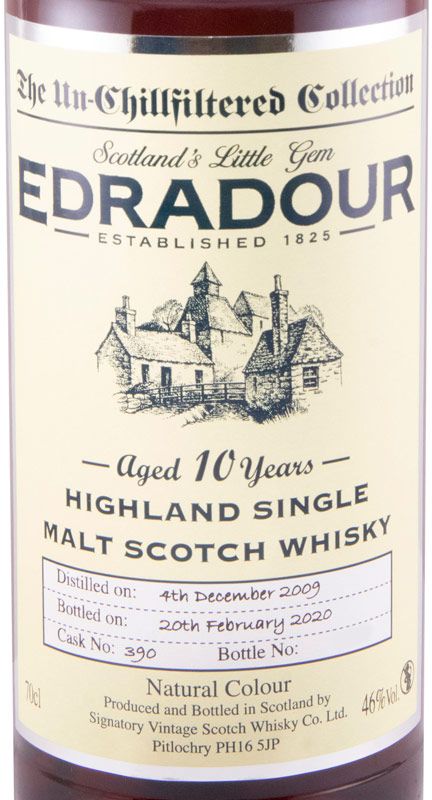 2009 Signatory Vintage Edradour The Un-Chillfiltered Collection Cask 390 10 anos