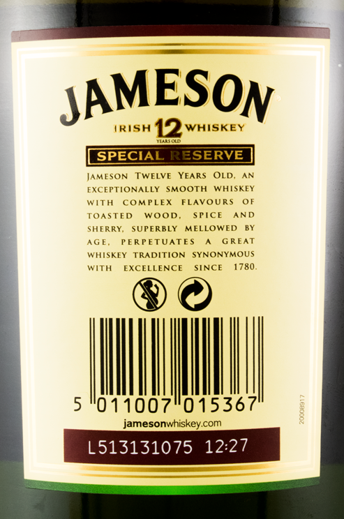 ジェムソン スペシャルリザーブ 12年 1000ml Amazon.co.jp: ジェムソン 12年 スペシャルリザーブ 40度 1000ml