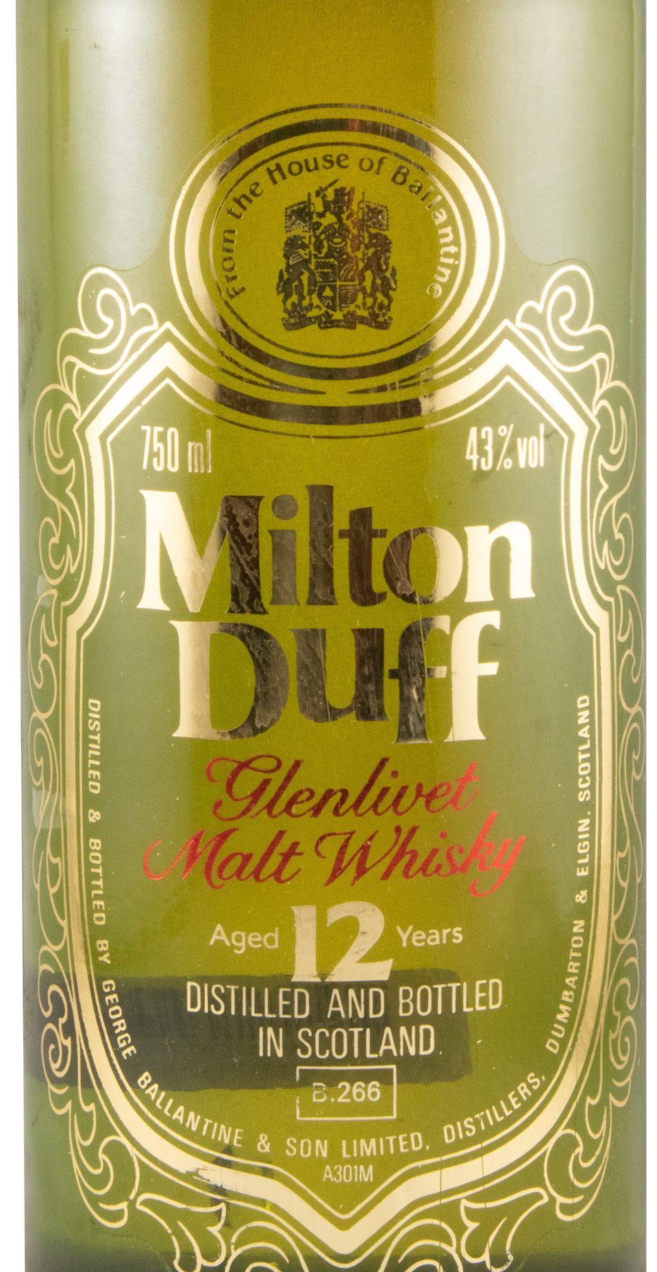 ミルトン ダフ12年 50240)【オールドボトル】ミルトンダフ12年 80年代 43% 750ml