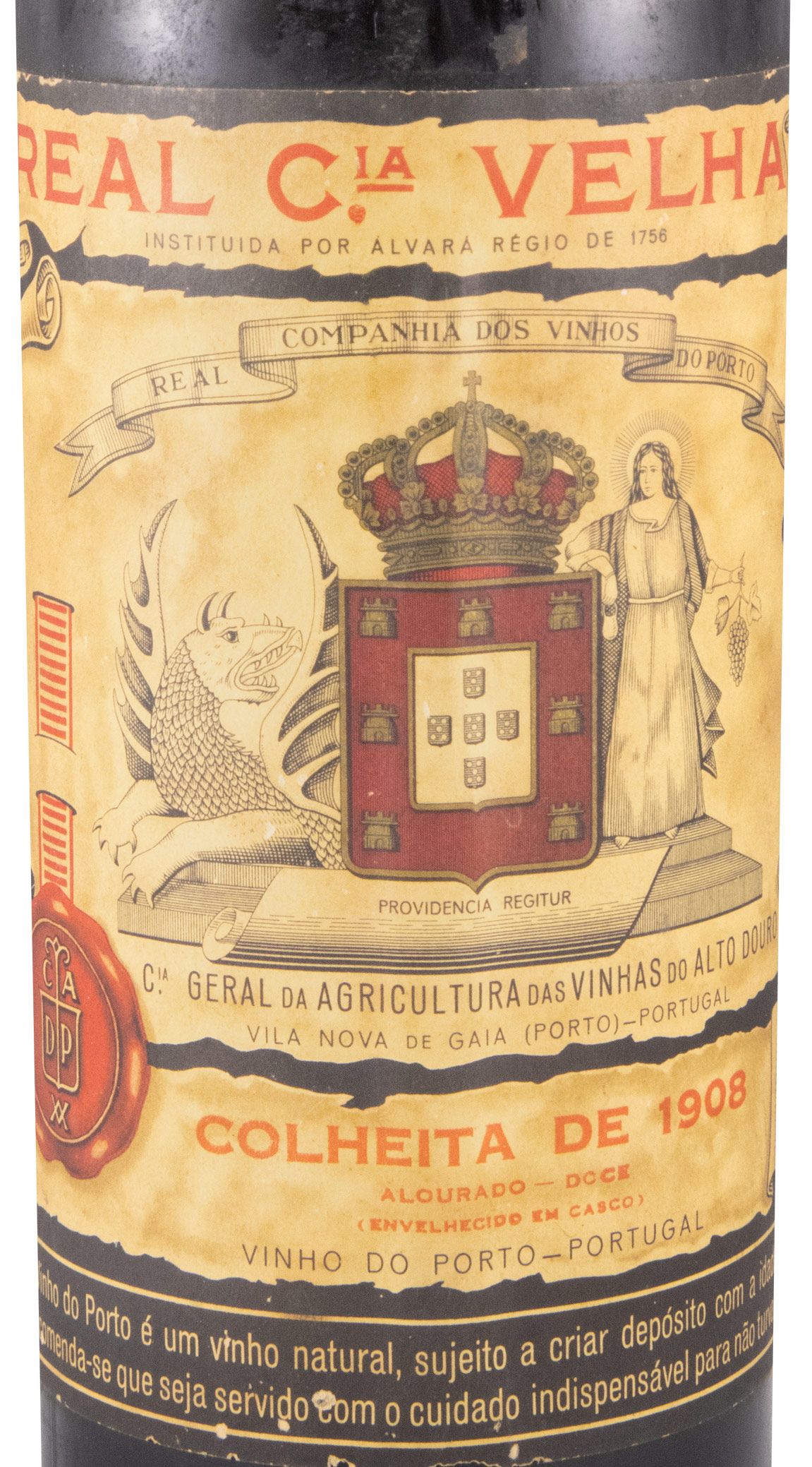 1908 Real Companhia Velha Colheita Porto (rótulo de papel)