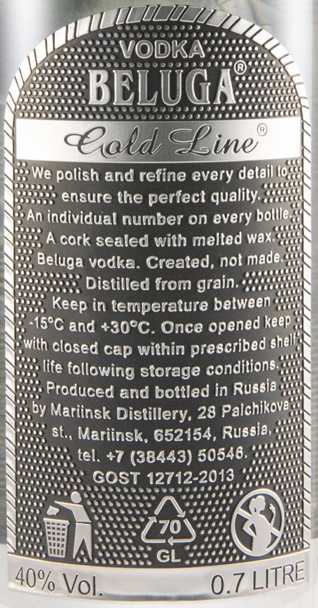 Vodka Beluga Gold Line 70cl