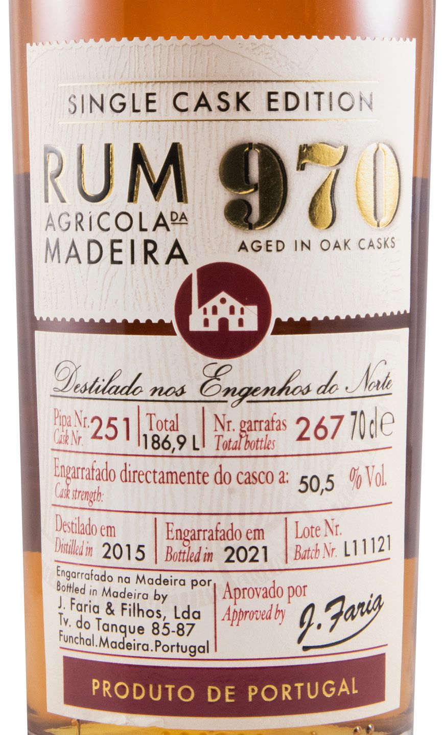 2015 Rum Agrícola da Madeira 970 Single Cask Edition Pipa 251