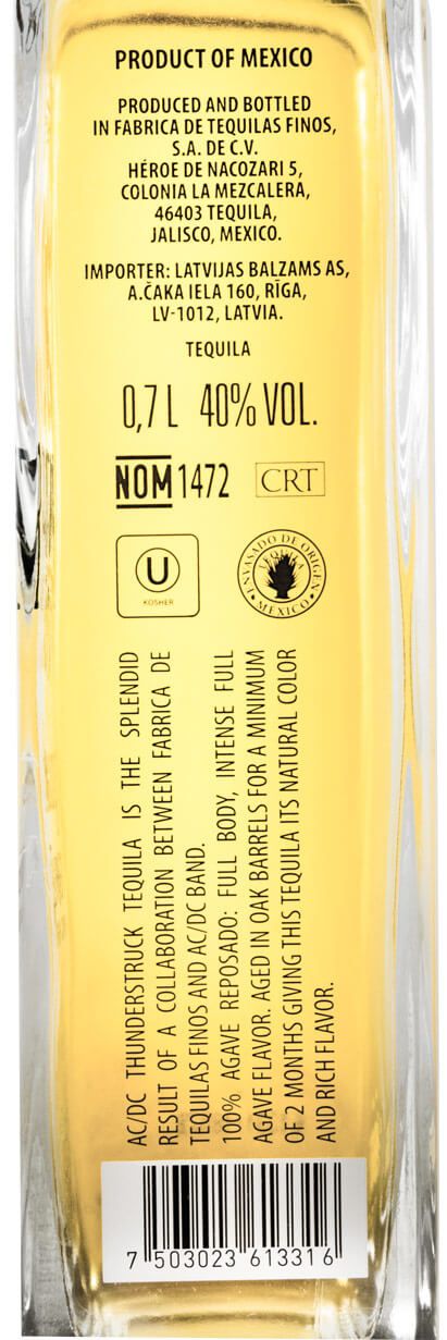 Tequila AC/DC Thunderstruck Reposado