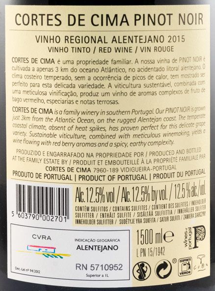 2015 Cortes de Cima Pinot Noir red 1.5L