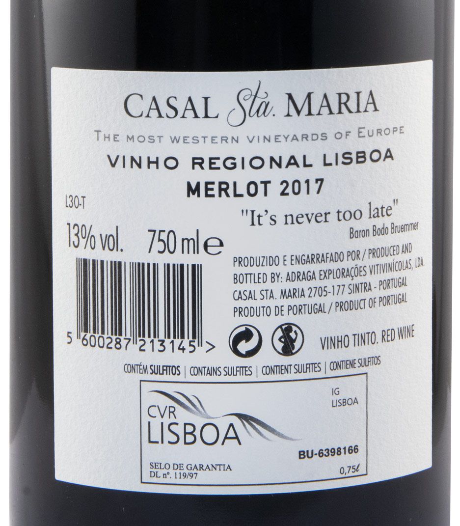 2017 Casal Sta. Maria Merlot красное