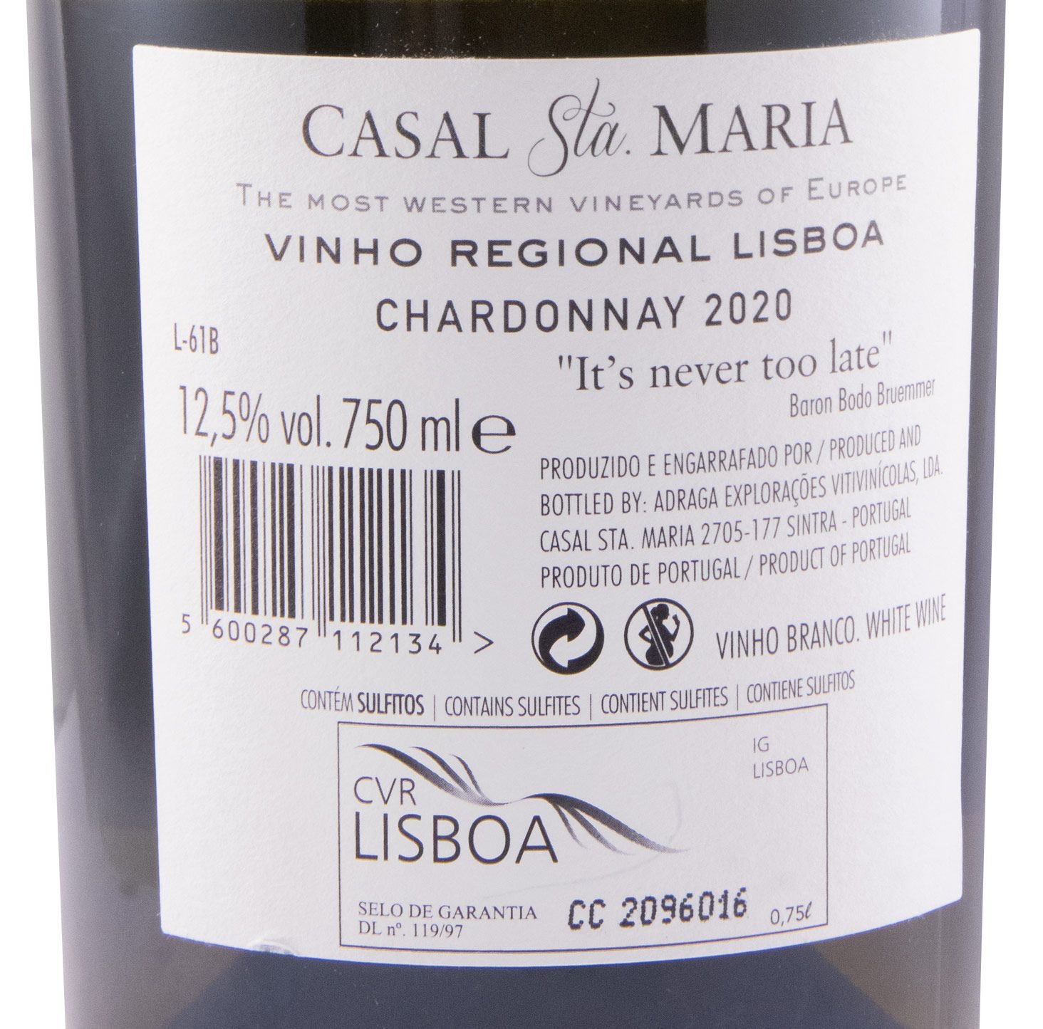 2020 Casal Sta. Maria Chardonnay white