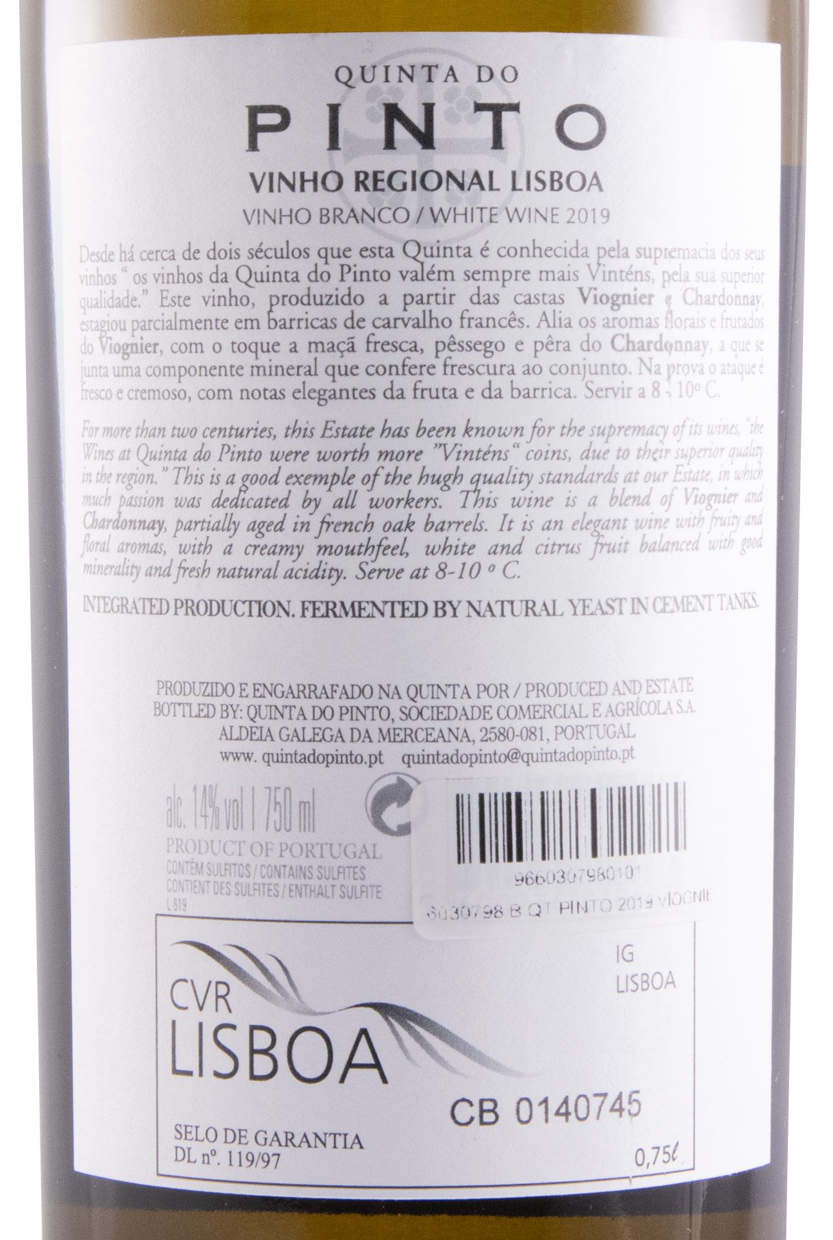 2019 Quinta do Pinto Viognier & Chardonnay white