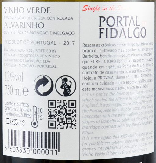 2017 Portal do Fidalgo Alvarinho branco