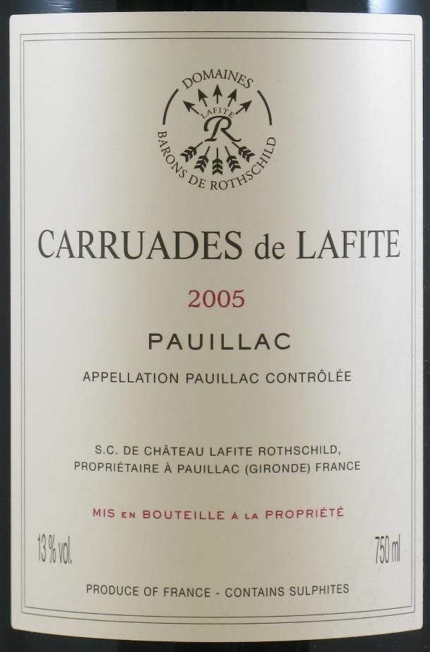 2005 Château Lafite Rothschild Carruades de Lafite Pauillac red
