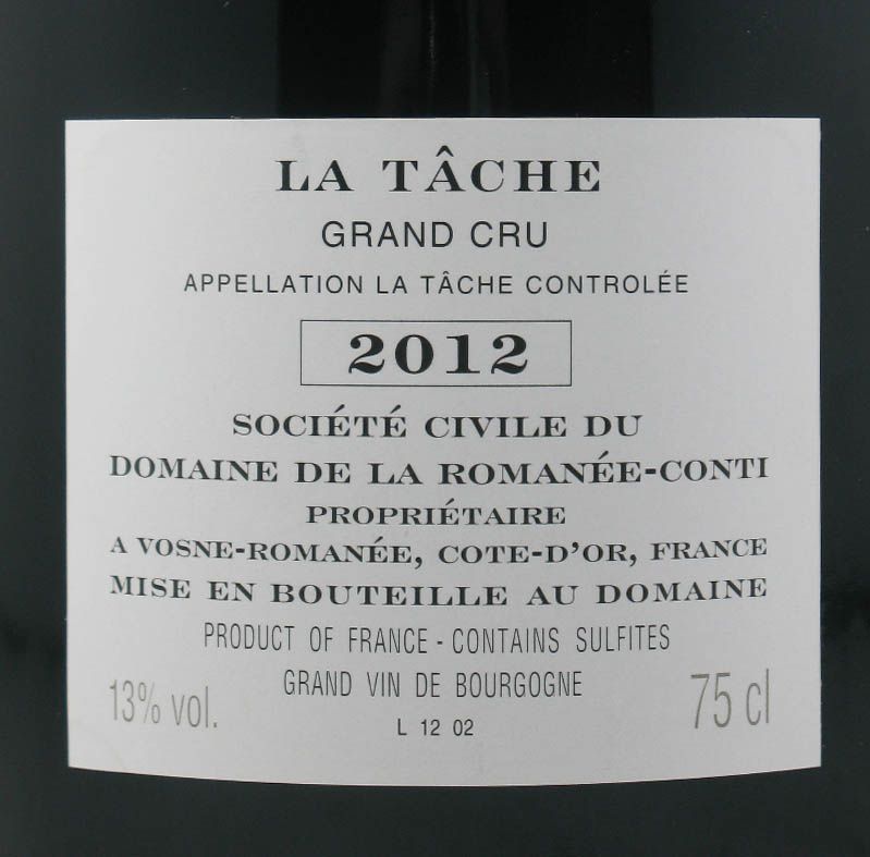 2012 Domaine de la Romanée-Conti La Tâche tinto