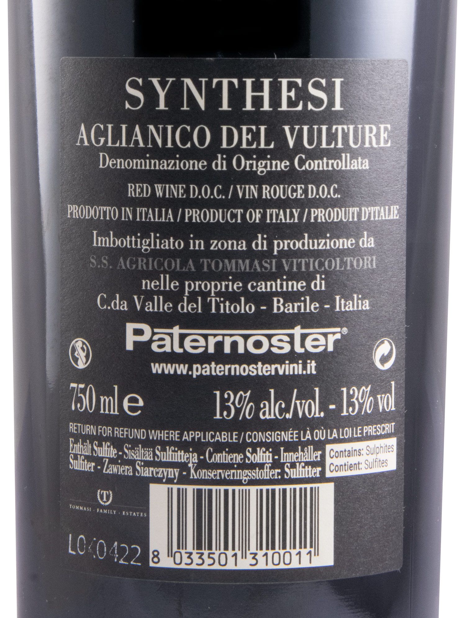 2018 Paternoster Synthesi Aglianico del Vulture tinto