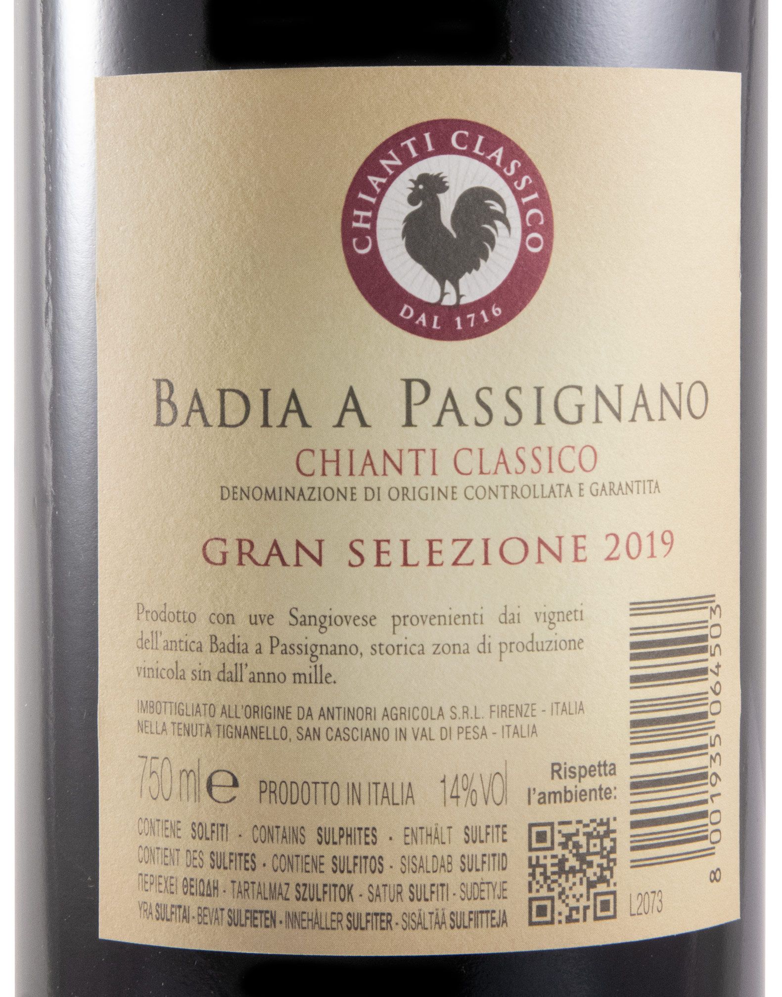 2019 Badia a Passignano Chianti Classico red
