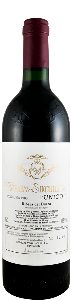 ワイン Vega Sicilia Unico 1980 Ribera del Duero 1980 Vega Sicilia Único Ribera Del Duero tinto