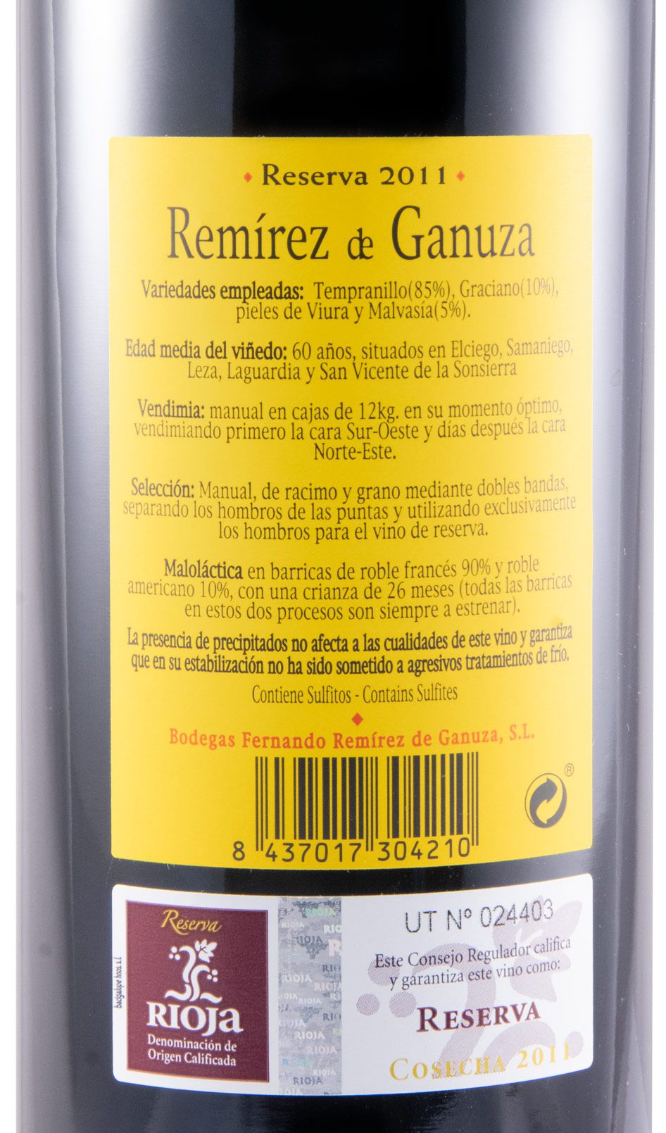 2011 Remírez de Ganuza Reserva Rioja red