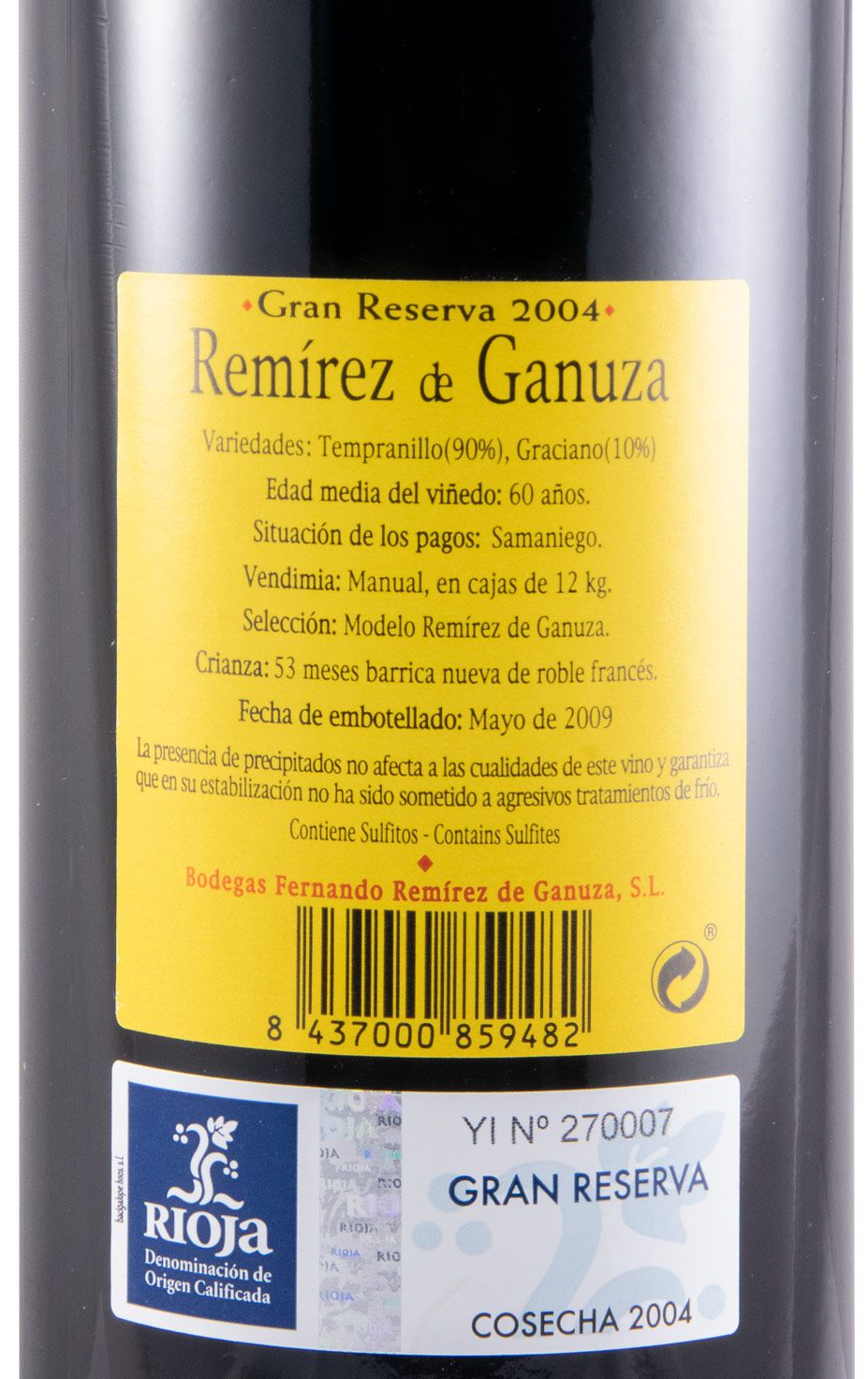 2004 Remírez de Ganuza Gran Reserva Rioja red