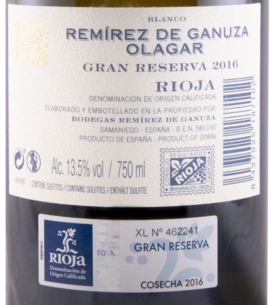 2016 Remírez de Ganuza Olagar Gran Reserva Rioja white