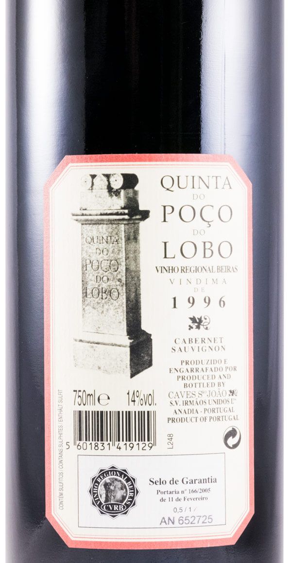 1996 Quinta Poço do Lobo Резерв Каберне Совиньон красное