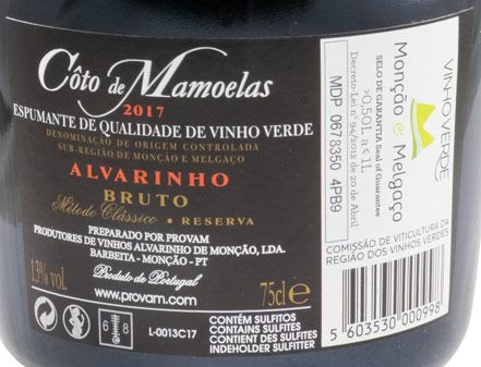 2017 Sparkling Wine Côto de Mamoelas Alvarinho Reserva Brut