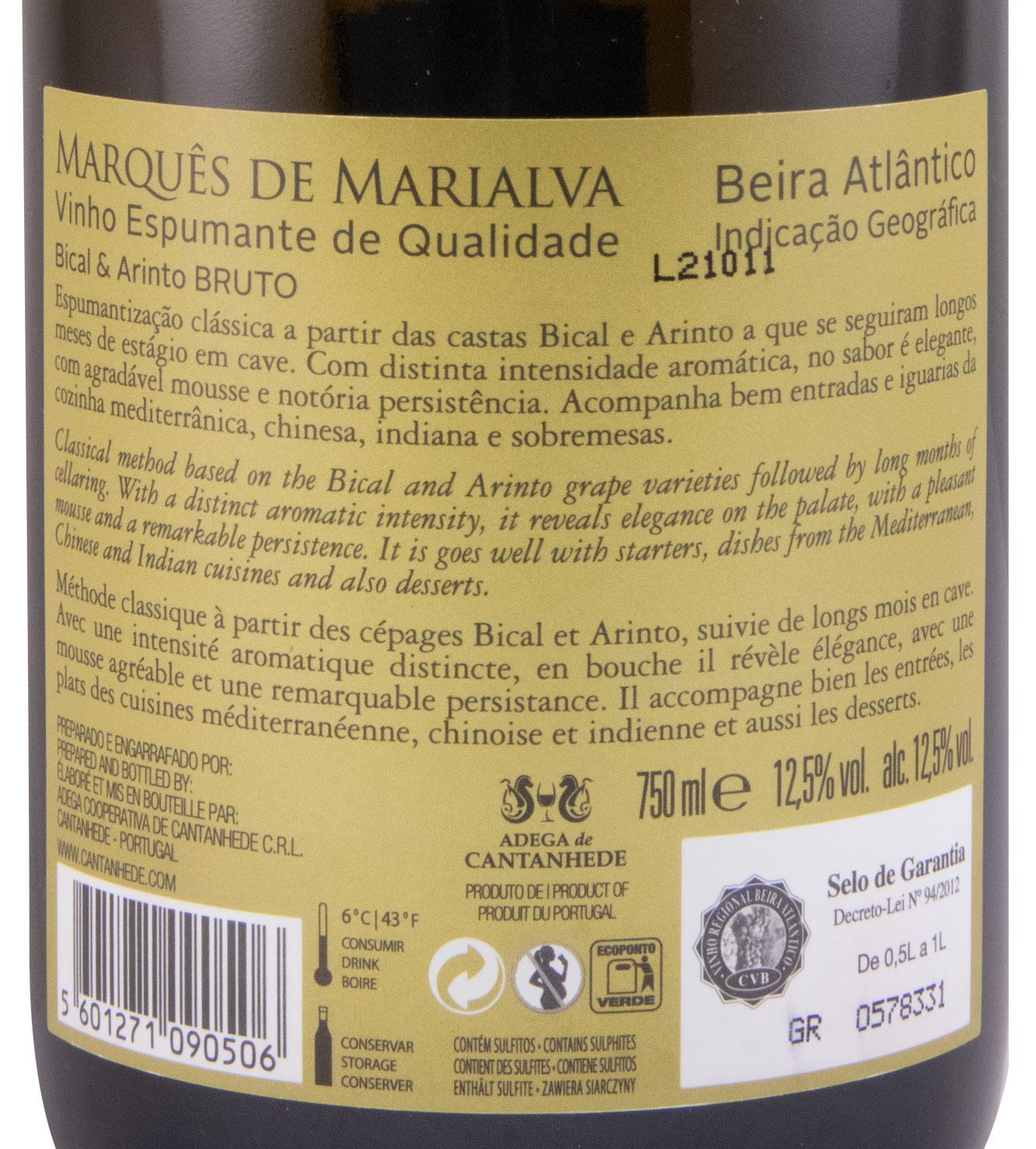 Sparkling Wine Marquês de Marialva Bical & Arinto Brut