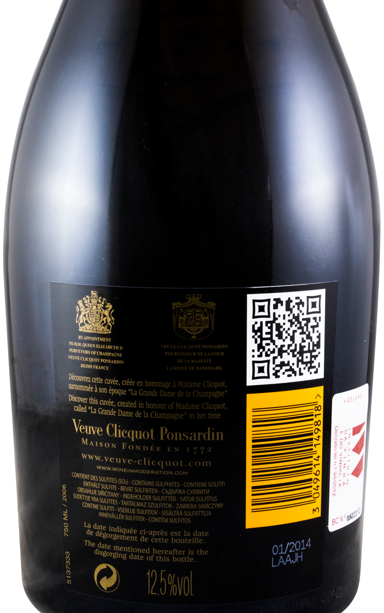 8-94 ヴーヴ クリコ ラ グランダム 2006 シャンパン Veuve Clicquot LA GRANDE DAME 750ml/12.5% 未開栓 ヴーヴクリコ 2006の通販
