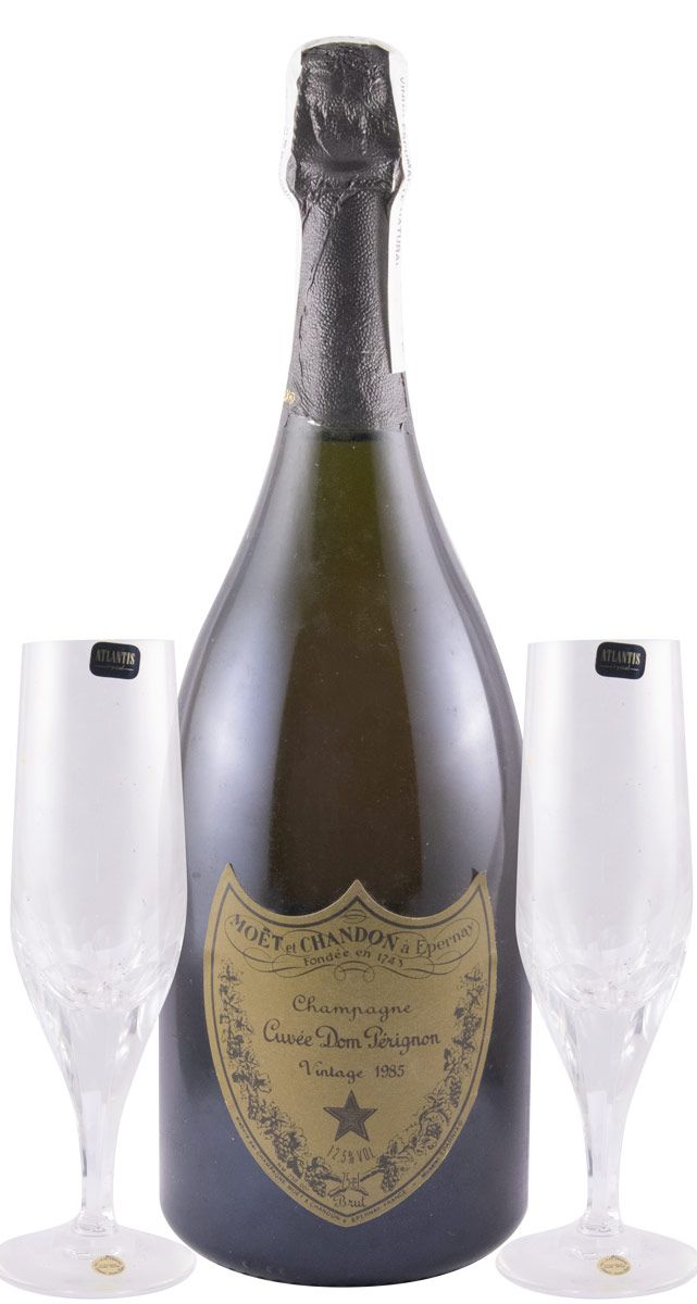 1985 Champagne Dom Pérignon Vintage Brut w/2 Glasses
