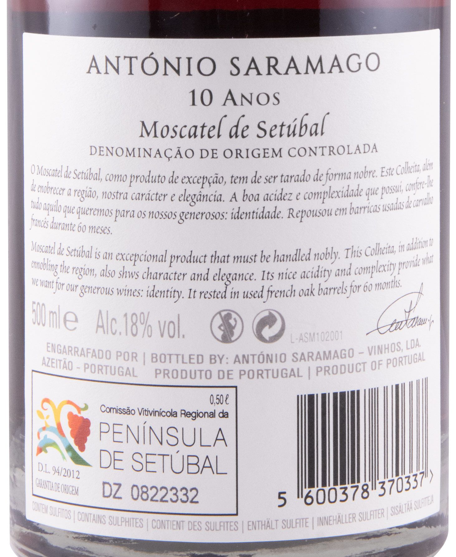 Moscatel de Setúbal António Saramago 10 anos 50cl