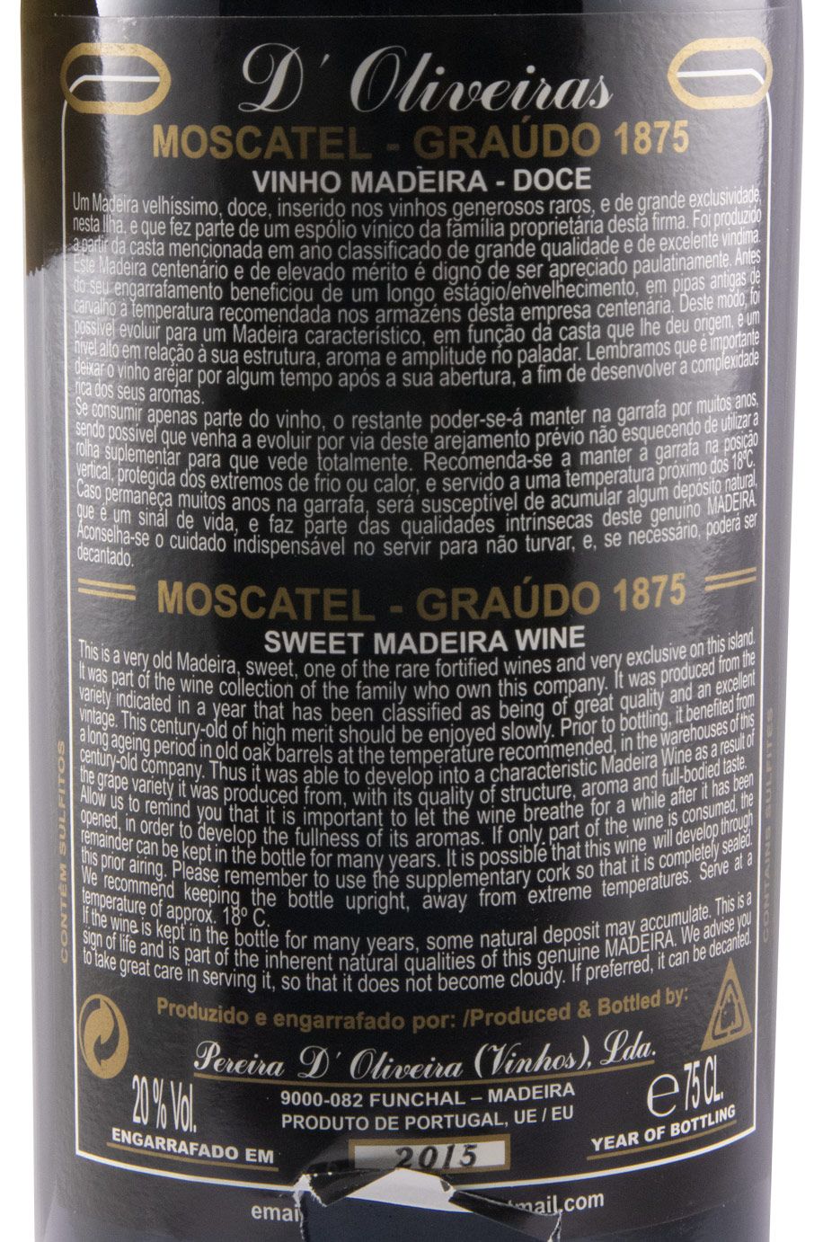 1875 Madeira D'Oliveiras Moscatel Graúdo