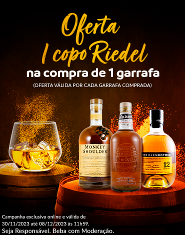 Seleção de Whiskies - Oferta de copo Riedel
